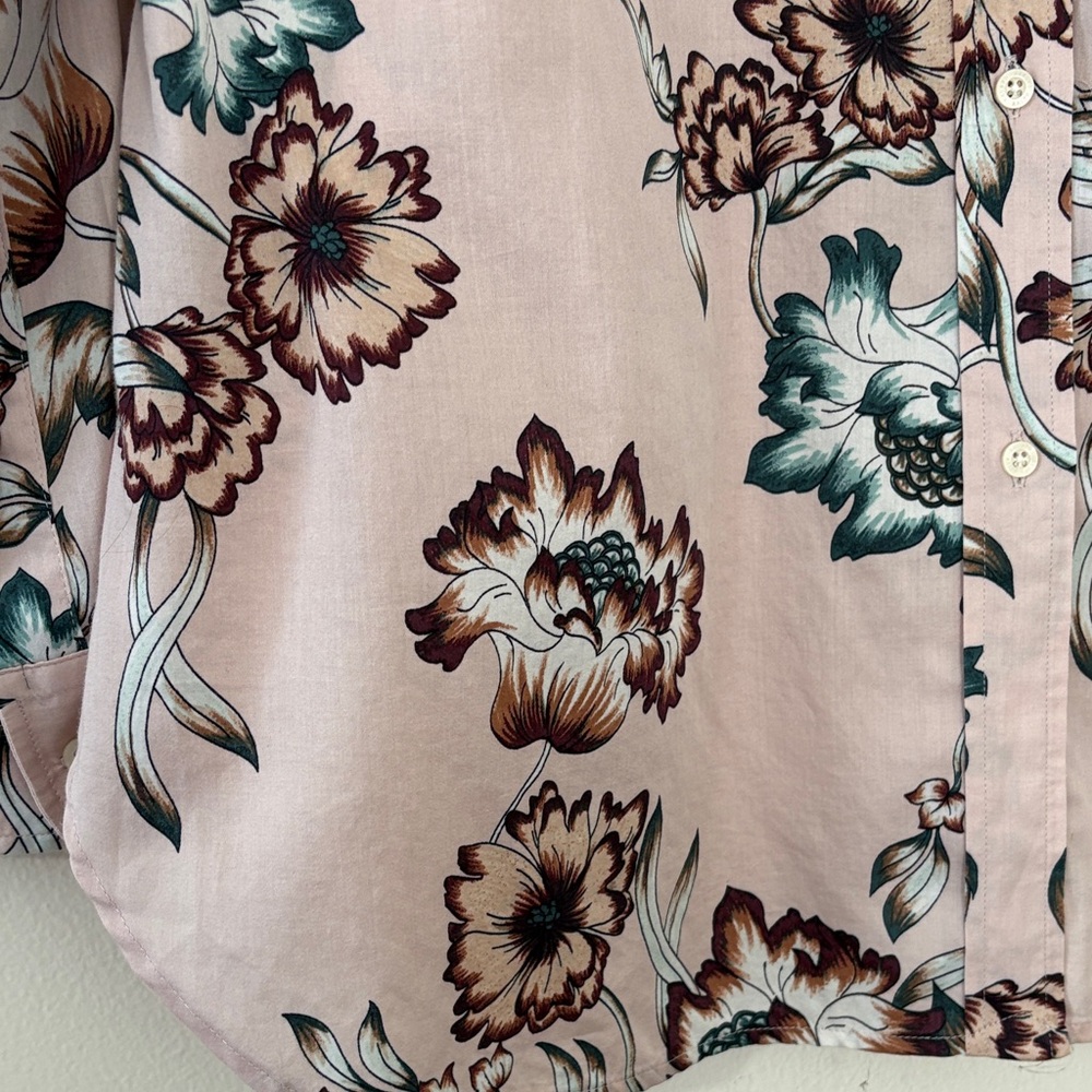 Lauren Ralph Lauren Button-Down Shirt Floral 100% Cotton Blush Pink Plus Size 1X - Picture 7 of 12